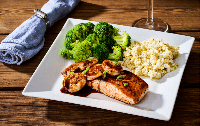 salmon, broccoli and rice